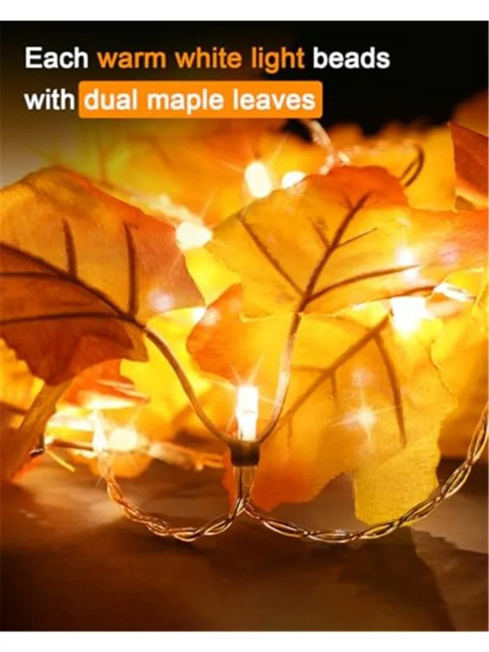 Fall Decor 3-Pack Fall Garland with Lights, Total 24.6ft 60LED